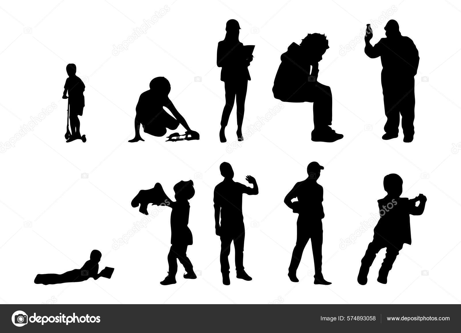 Vector Silhouettes Outline Silhouettes People Contour Drawing People
