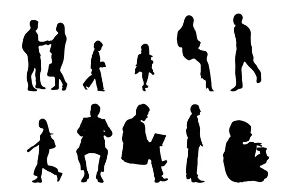 Vector Silhouettes Outline Silhouettes People Contour Drawing People Silhouette Icon — 스톡 벡터