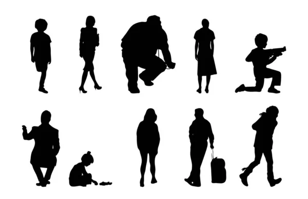 Silhouettes Vectorielles Silhouettes Esquissées Personnes Dessin Contour Silhouette Personnes Icône — Image vectorielle