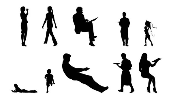 Silhouettes Vectorielles Silhouettes Esquissées Personnes Dessin Contour Silhouette Personnes Icône — Image vectorielle