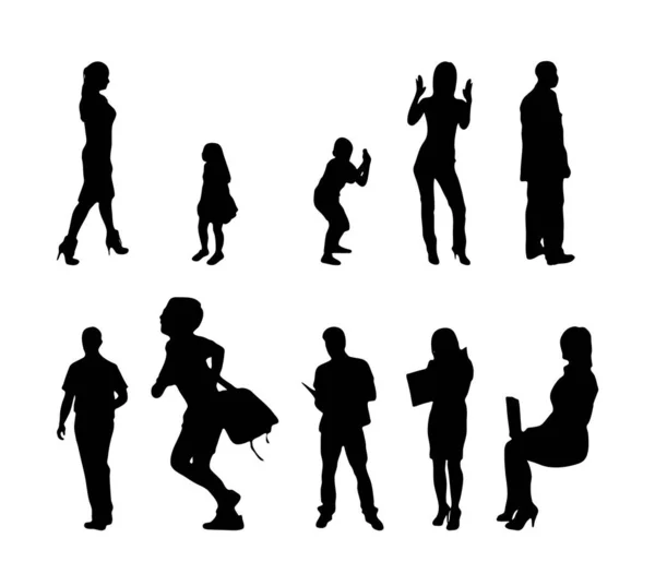 Vector Silhouettes Outline Silhouettes People Contour Drawing People Silhouette Icon — 스톡 벡터