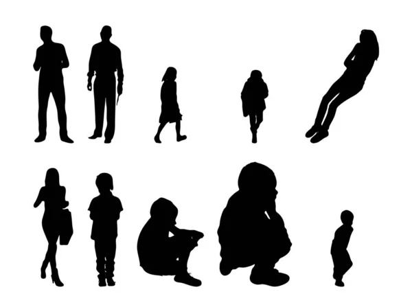 Silhouettes Vectorielles Silhouettes Esquissées Personnes Dessin Contour Silhouette Personnes Icône — Image vectorielle