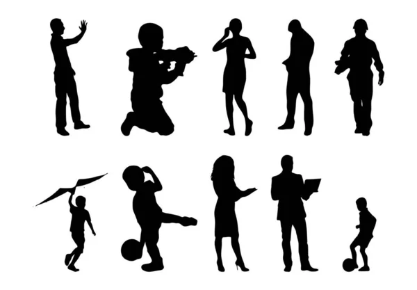 Silhouettes Vectorielles Silhouettes Esquissées Personnes Dessin Contour Silhouette Personnes Icône — Image vectorielle