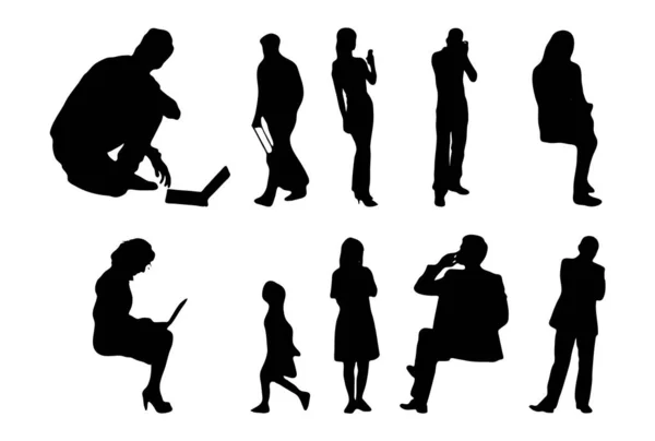 Silhouettes Vectorielles Silhouettes Esquissées Personnes Dessin Contour Silhouette Personnes Icône — Image vectorielle