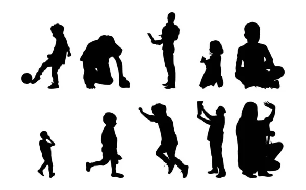 Vector Silhouetten Overzicht Silhouetten Van Mensen Contourtekening Personensilhouet Icoon Set — Stockvector