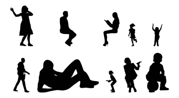 Vector Silhouettes Outline Silhouettes People Contour Drawing People Silhouette Icon — Stock Vector