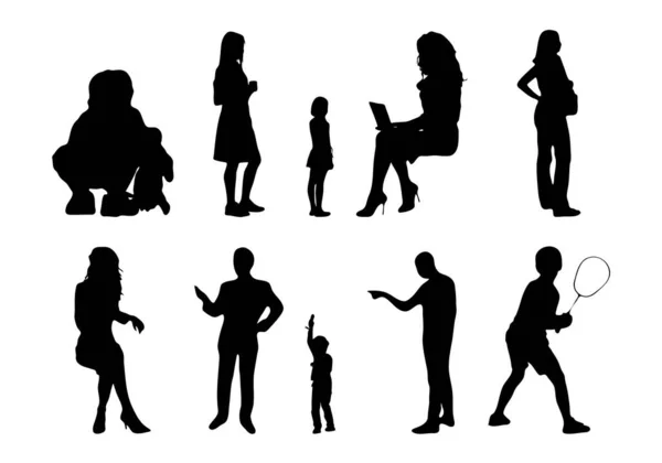 Vector Silhouettes Outline Silhouettes People Contour Drawing People Silhouette Icon — 스톡 벡터