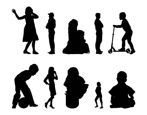 Vector Silhouettes Outline Silhouettes People Contour Drawing People Silhouette Icon — Stock Vector