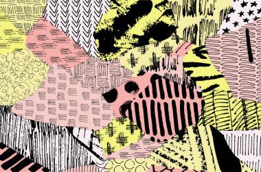 Desen. Fırça darbeleriyle soyut arkaplan. Tek renkli, elle çizilmiş doku. Modern grafik tasarımı. El yapımı çizgili..