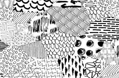 Desen. Fırça darbeleriyle soyut arkaplan. Tek renkli, elle çizilmiş doku. Modern grafik tasarımı. El yapımı çizgili..