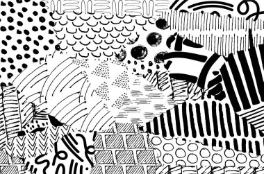 Desen. Fırça darbeleriyle soyut arkaplan. Tek renkli, elle çizilmiş doku. Modern grafik tasarımı. El yapımı çizgili..