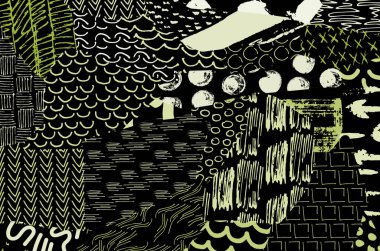 Desen. Fırça darbeleriyle soyut arkaplan. Tek renkli, elle çizilmiş doku. Modern grafik tasarımı. El yapımı çizgili..