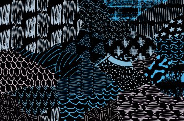 Desen. Fırça darbeleriyle soyut arkaplan. Tek renkli, elle çizilmiş doku. Modern grafik tasarımı. El yapımı çizgili..