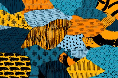 Desen. Fırça darbeleriyle soyut arkaplan. Tek renkli, elle çizilmiş doku. Modern grafik tasarımı. El yapımı çizgili..