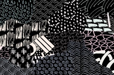 Desen. Fırça darbeleriyle soyut arkaplan. Tek renkli, elle çizilmiş doku. Modern grafik tasarımı. El yapımı çizgili..