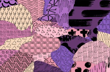 Desen. Fırça darbeleriyle soyut arkaplan. Tek renkli, elle çizilmiş doku. Modern grafik tasarımı. El yapımı çizgili..