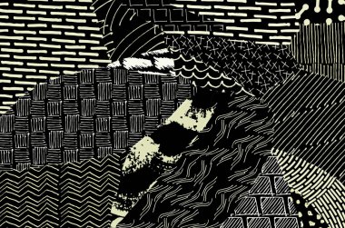 Desen. Fırça darbeleriyle soyut arkaplan. Tek renkli, elle çizilmiş doku. Modern grafik tasarımı. El yapımı çizgili..