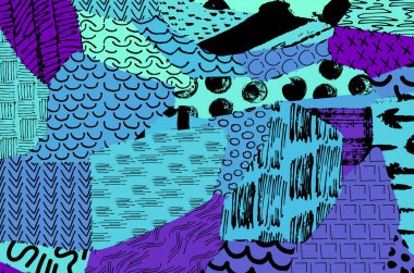 Desen. Fırça darbeleriyle soyut arkaplan. Tek renkli, elle çizilmiş doku. Modern grafik tasarımı. El yapımı çizgili..