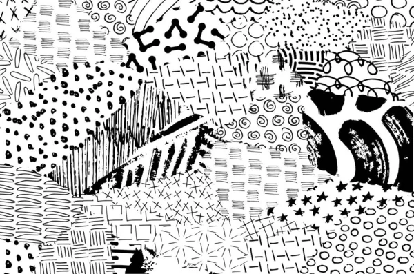 Patrón Fondo Abstracto Con Pinceladas Textura Monocromática Dibujada Mano Diseño — Archivo Imágenes Vectoriales