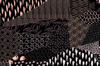 Desen. Fırça darbeleriyle soyut arkaplan. Tek renkli, elle çizilmiş doku. Modern grafik tasarımı. El yapımı çizgili..