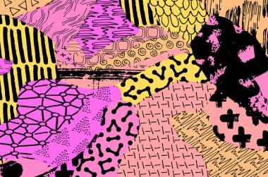 Desen. Fırça darbeleriyle soyut arkaplan. Tek renkli, elle çizilmiş doku. Modern grafik tasarımı. El yapımı çizgili..