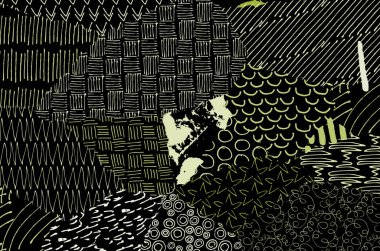 Desen. Fırça darbeleriyle soyut arkaplan. Tek renkli, elle çizilmiş doku. Modern grafik tasarımı. El yapımı çizgili..