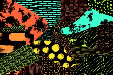 Desen. Fırça darbeleriyle soyut arkaplan. Tek renkli, elle çizilmiş doku. Modern grafik tasarımı. El yapımı çizgili..