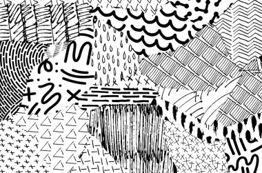 Desen. Fırça darbeleriyle soyut arkaplan. Tek renkli, elle çizilmiş doku. Modern grafik tasarımı. El yapımı çizgili..