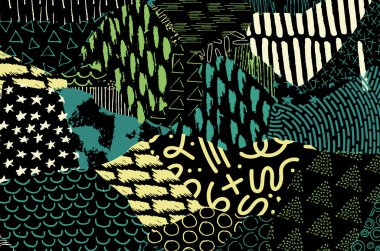 Desen. Fırça darbeleriyle soyut arkaplan. Tek renkli, elle çizilmiş doku. Modern grafik tasarımı. El yapımı çizgili..