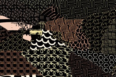 Desen. Fırça darbeleriyle soyut arkaplan. Tek renkli, elle çizilmiş doku. Modern grafik tasarımı. El yapımı çizgili..