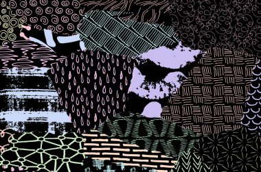 Desen. Fırça darbeleriyle soyut arkaplan. Tek renkli, elle çizilmiş doku. Modern grafik tasarımı. El yapımı çizgili..