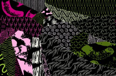 Desen. Fırça darbeleriyle soyut arkaplan. Tek renkli, elle çizilmiş doku. Modern grafik tasarımı. El yapımı çizgili..