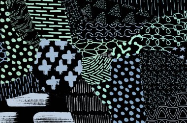 Desen. Fırça darbeleriyle soyut arkaplan. Tek renkli, elle çizilmiş doku. Modern grafik tasarımı. El yapımı çizgili..