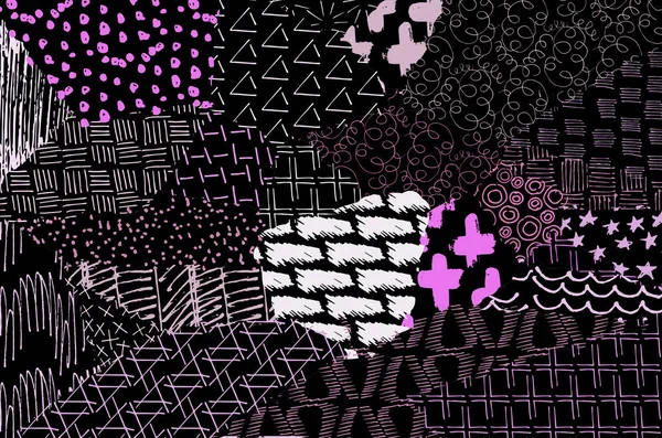 Modèle Fond Abstrait Avec Coups Pinceau Texture Monochrome Dessinée Main — Image vectorielle