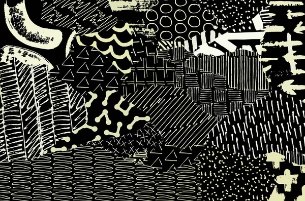 Шаблон Абстрактный Фон Мазками Кисти Монохромная Текстура Ручной Работы Современный — стоковый вектор