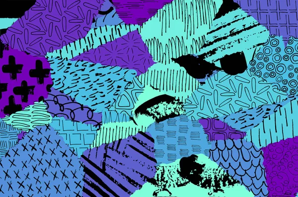 Desen. Fırça darbeleriyle soyut arkaplan. Tek renkli, elle çizilmiş doku. Modern grafik tasarımı. El yapımı çizgili..