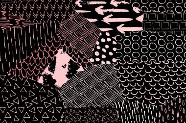 Desen. Fırça darbeleriyle soyut arkaplan. Tek renkli, elle çizilmiş doku. Modern grafik tasarımı. El yapımı çizgili..