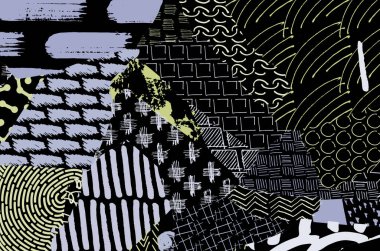 Desen. Fırça darbeleriyle soyut arkaplan. Tek renkli, elle çizilmiş doku. Modern grafik tasarımı. El yapımı çizgili..