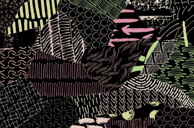 Desen. Fırça darbeleriyle soyut arkaplan. Tek renkli, elle çizilmiş doku. Modern grafik tasarımı. El yapımı çizgili..