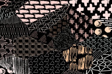 Desen. Fırça darbeleriyle soyut arkaplan. Tek renkli, elle çizilmiş doku. Modern grafik tasarımı. El yapımı çizgili..