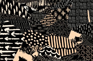 Desen. Fırça darbeleriyle soyut arkaplan. Tek renkli, elle çizilmiş doku. Modern grafik tasarımı. El yapımı çizgili..