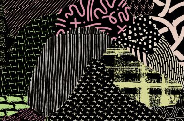 Desen. Fırça darbeleriyle soyut arkaplan. Tek renkli, elle çizilmiş doku. Modern grafik tasarımı. El yapımı çizgili..