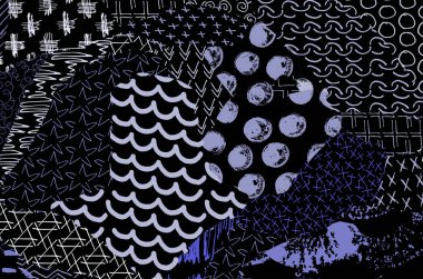 Desen. Fırça darbeleriyle soyut arkaplan. Tek renkli, elle çizilmiş doku. Modern grafik tasarımı. El yapımı çizgili..