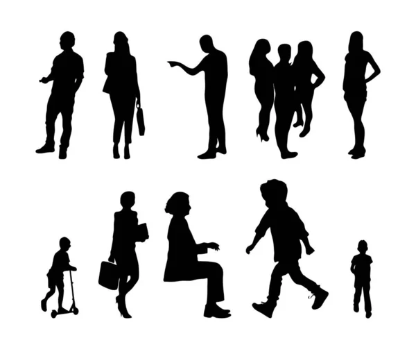 Vector Silhouettes Outline Silhouettes People Contour Drawing People Silhouette Icon — Stock Vector