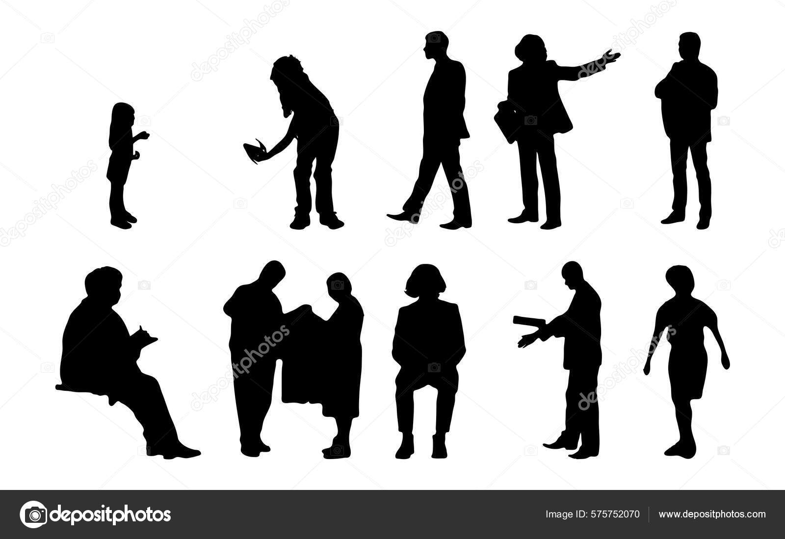 Vector Silhouettes Outline Silhouettes People Contour Drawing People