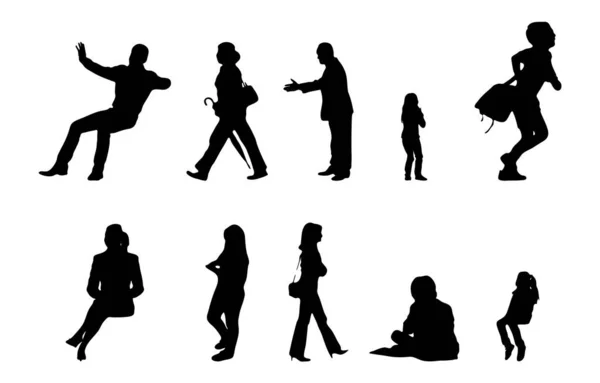 Vector Silhouettes Outline Silhouettes People Contour Drawing People Silhouette Icon — Stock Vector