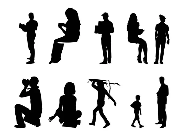 Vector Silhouettes Outline Silhouettes People Contour Drawing People Silhouette Icon — Stock Vector