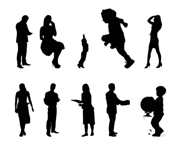 Vector Silhouettes Outline Silhouettes People Contour Drawing People Silhouette Icon — 스톡 벡터