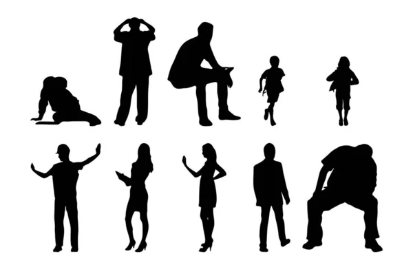 Silhouettes Vectorielles Silhouettes Esquissées Personnes Dessin Contour Silhouette Personnes Icône — Image vectorielle