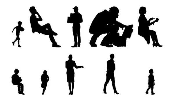 Vector Silhouettes Outline Silhouettes People Contour Drawing People Silhouette Icon — 스톡 벡터